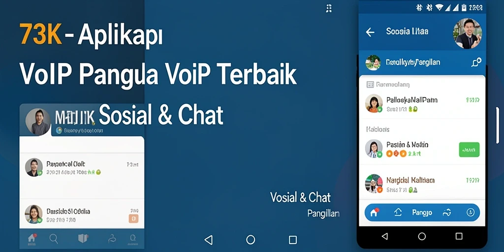 Tampilan antarmuka aplikasi 73K untuk panggilan VoIP.