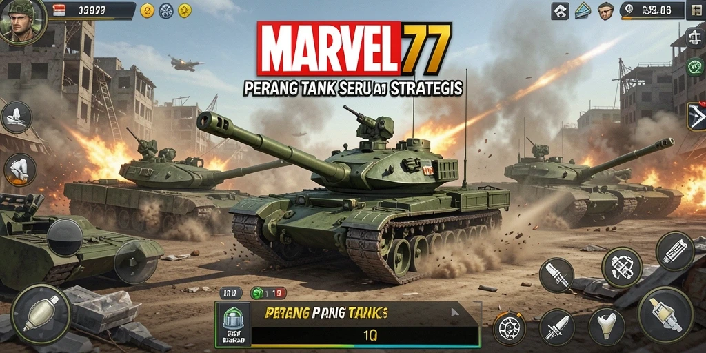 Screenshot fitur utama MARVEL77 dengan tampilan tank yang menarik