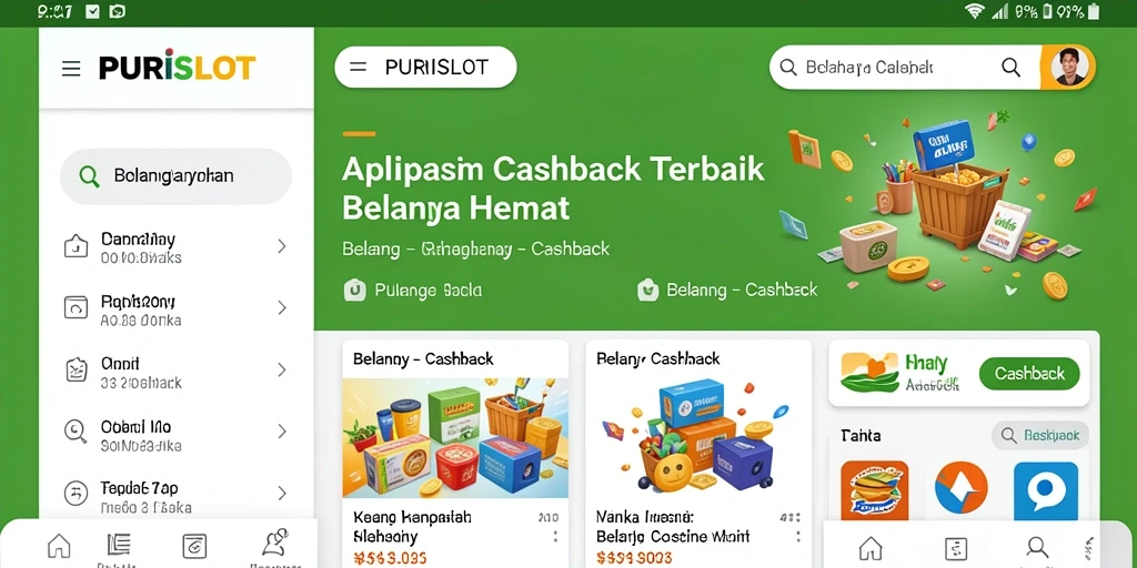 Tampilan antarmuka PURISLOT untuk Cashback yang user-friendly.