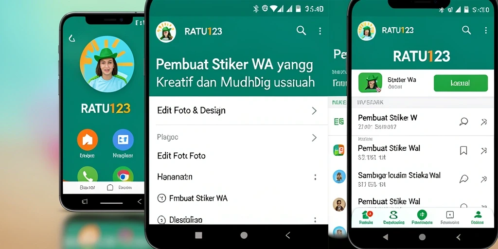 Antarmuka RATU123 yang sederhana untuk membuat stiker WA.