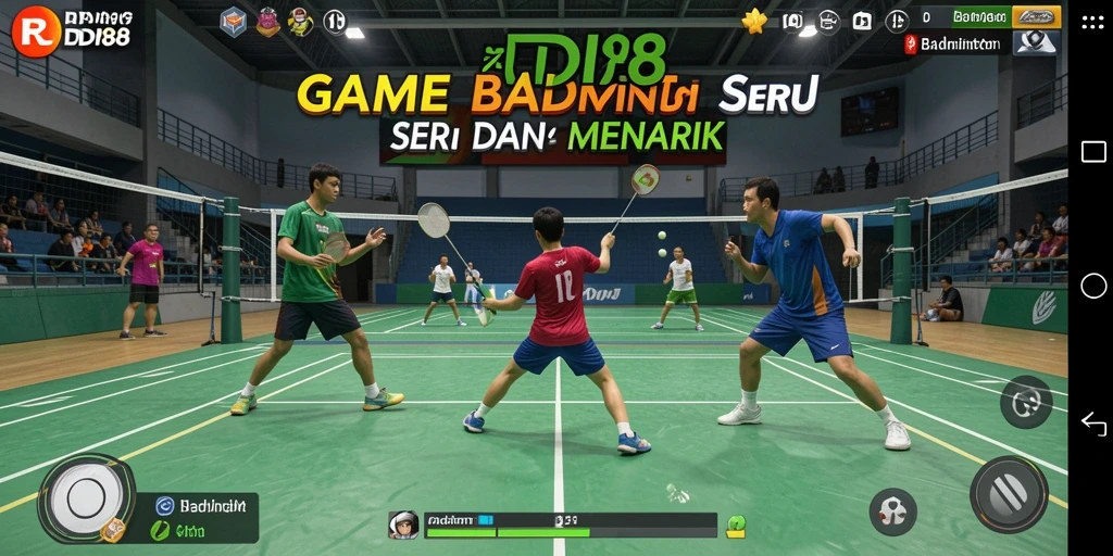 Tampilan antarmuka RDI88 menampilkan pengalaman bermain badminton yang realistis dan menarik.