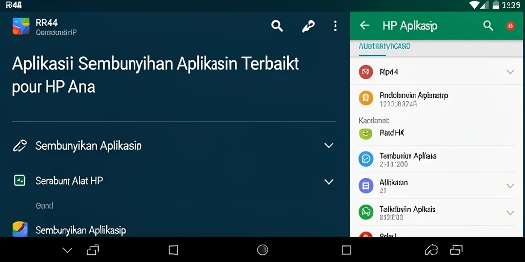 Tampilan antarmuka aplikasi RR44 untuk menyembunyikan aplikasi dengan mudah.