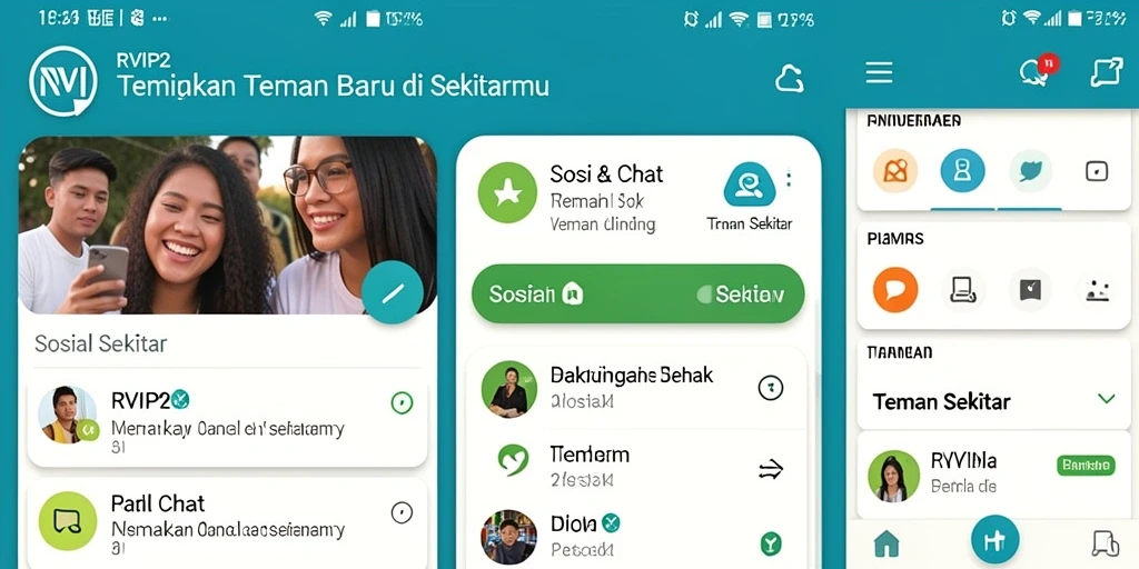Antarmuka utama aplikasi RVIP2 yang menarik untuk Teman Sekitar.